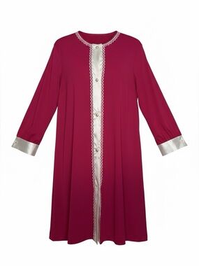 LORRAINE Bright Pink Vintage Button Front Housecoat Robe Size Medium